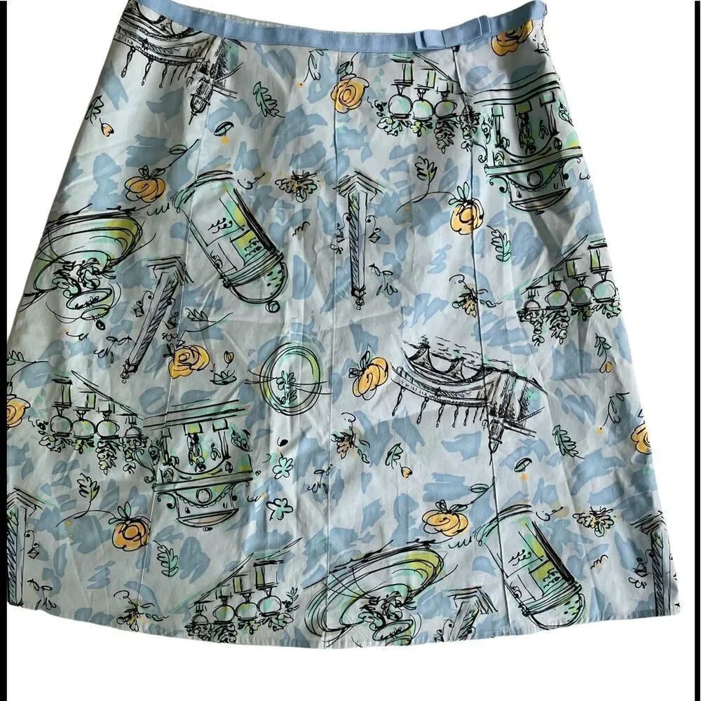 RAFAELLA lined cotton/spandex fit& flare skirt with grosgrain ribbon trim sz 10
